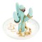Cactus Ring Holder, Jewelry Organizer Dish for Women (Teal/White with Gold Foil Polka Dots, 5x4 in)